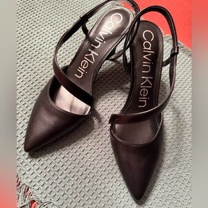 Calvin Klein Black Pointed Slingback Heels